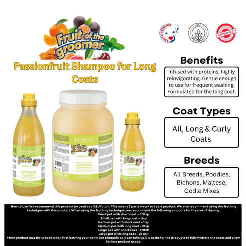 Fruit of the Groomer PASSIONFRUIT SHAMPOO for Long Coats
